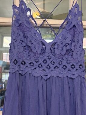 Free People Lavender Blue Crochet Bodice Maxi Dress like new.
